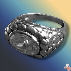 Signed WS 925 Large Oval Sterling Silver Ring Heavy Crystal Statement Size 9 289